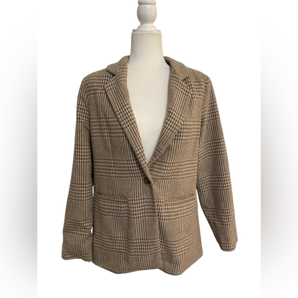 NWT Z Supply Anna Plaid Blazer in Milkshake Size Medium - Picture 4 of 11